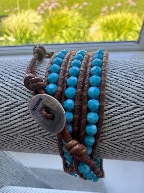 Chan Luu Turquoise Beaded Wrap Bracelet